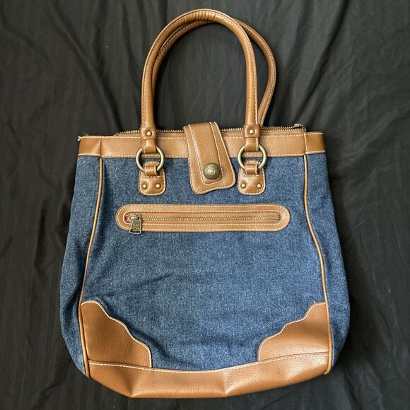 GAP Handbags - Gap Denim & Leather Trim Shoulder Bag Tote Bag